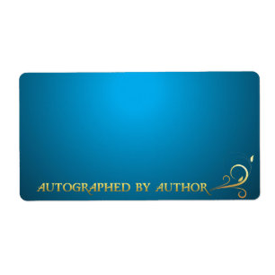 Étiquette Autographié par Auteur Gold sur Blue