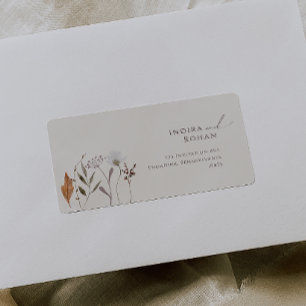 Étiquette Automne Boho Mariage beige RSVP Adresse de retou