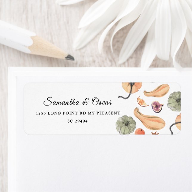 Étiquette Automne Citrouille coloré moderne (En situation)