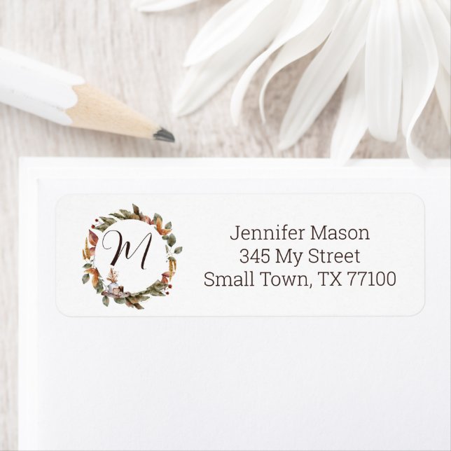 Étiquette Automne Floral Cottage Harvest Thanksgiving Étique (En situation)