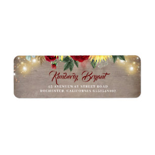 Étiquette Automne rustique de tournesols et de roses rouges