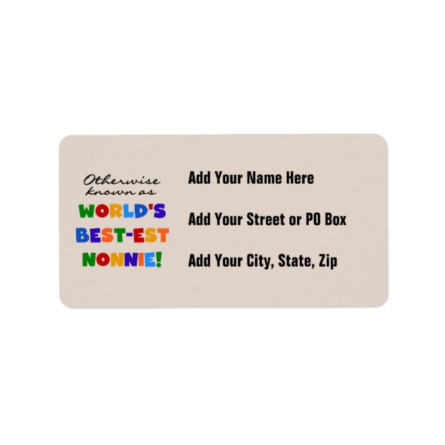 Étiquette Autrement connu comme cadeaux de Meilleur-est (Devant)