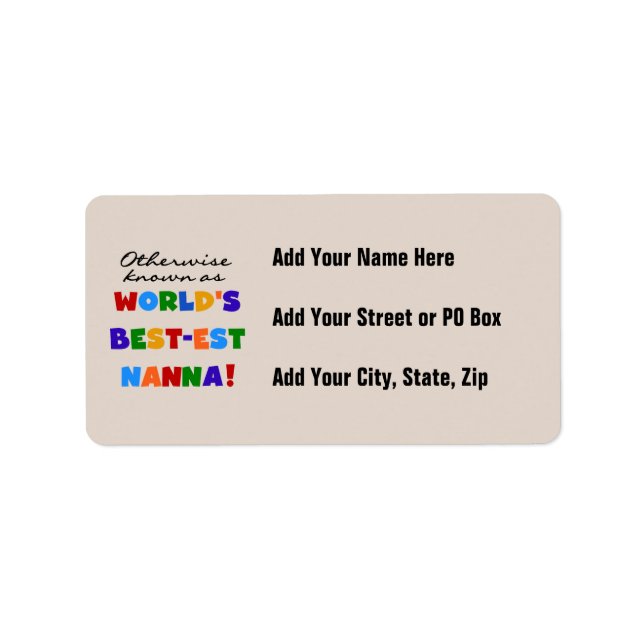 Étiquette Autrement connu comme cadeaux de Meilleur-est Nann (Devant)
