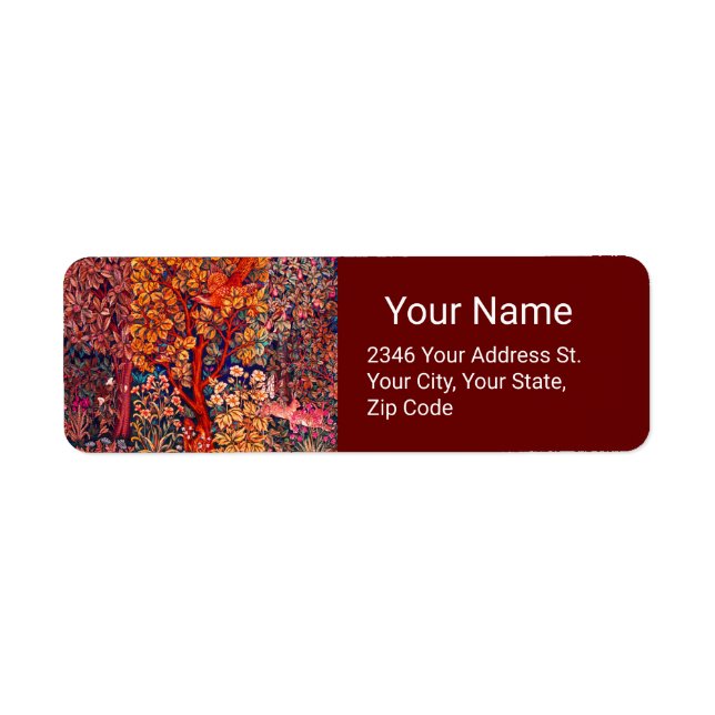 Étiquette AUTUMN FOREST ANIMALS Haricots, faisan, Floral rou (Devant)