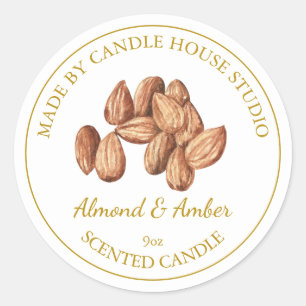 Étiquette aux bougies d'amande maison en or Blan