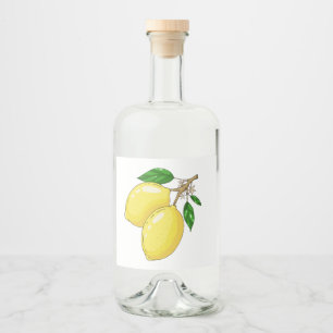 Étiquette avec de gros citrons frais et feuilles v