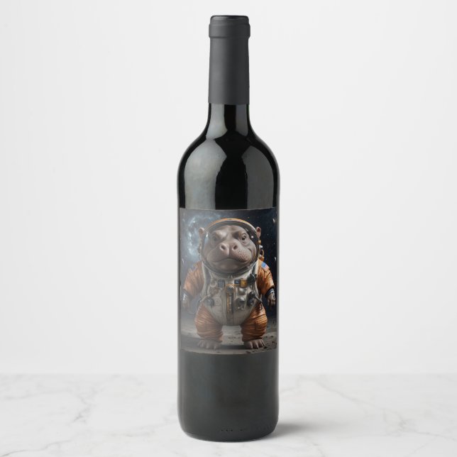 Étiquette avec hippopotame dans la combinaison spa (Devant)