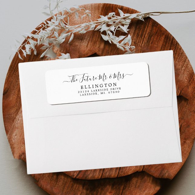 Étiquette Avenir Noir Blanc M. & Mme. Réponse de Mariage (Créateur téléchargé)