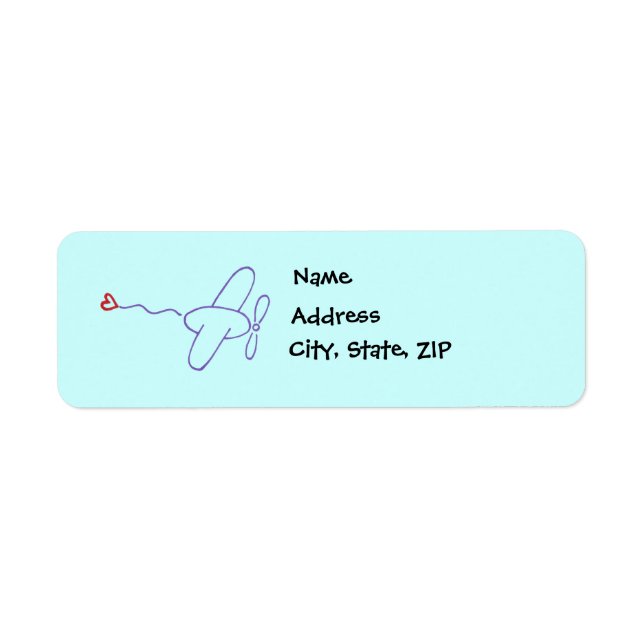 Étiquette Avion avec coeur (Devant)