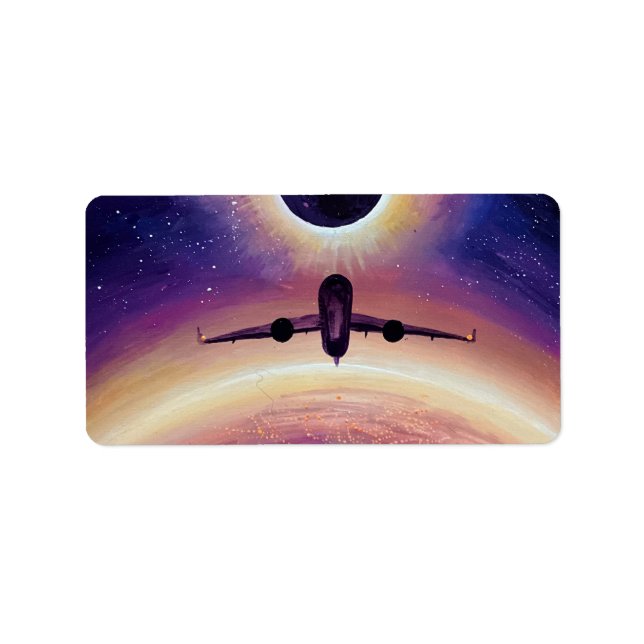 Étiquette Avion en ville de vol et éclipse (Devant)
