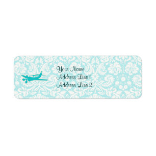 Étiquette Avion turquoise