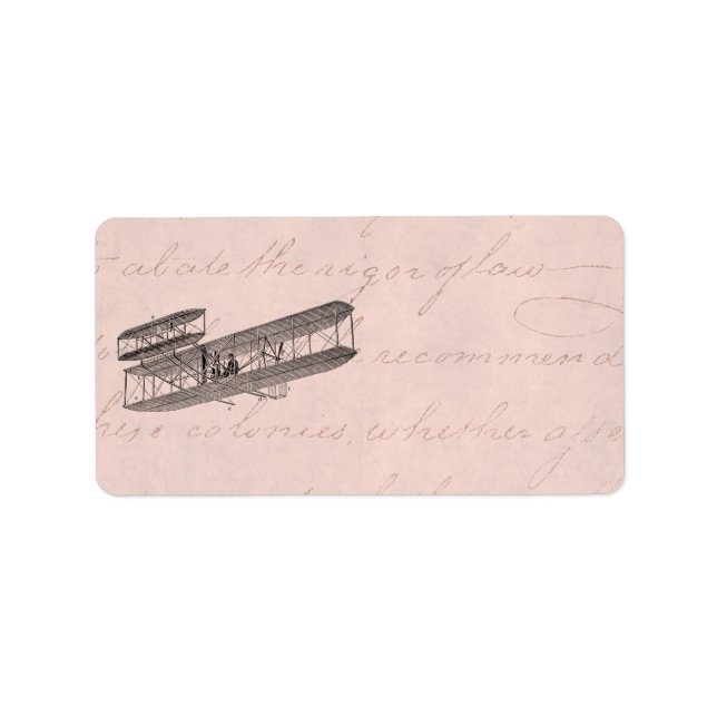 Étiquette Avion vintage Rétro Vieux Biplane Plane Rose (Devant)