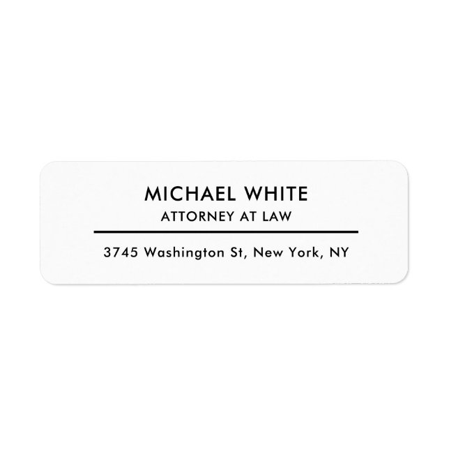 Étiquette Avocat de droit minimaliste professionnel (Devant)
