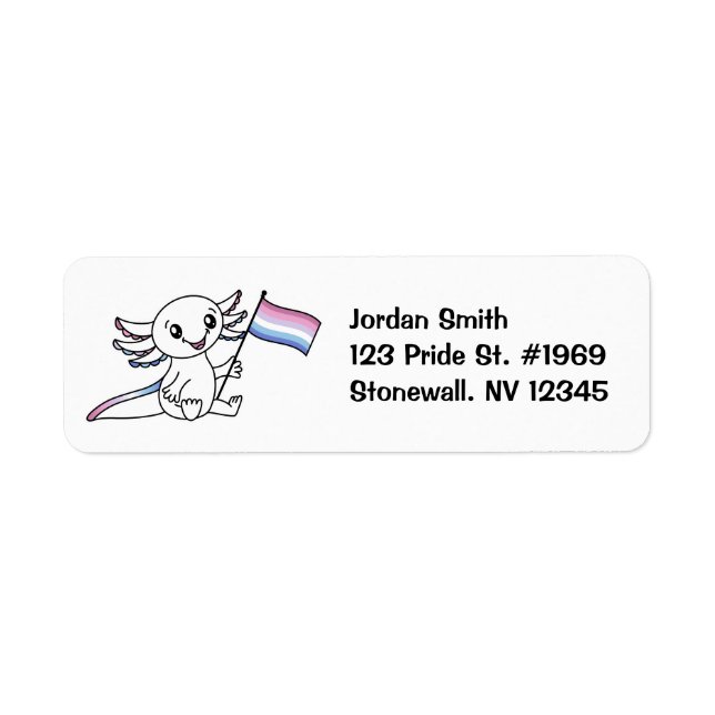 Étiquette Axolotl mignon avec drapeau de fierté bigender LGB (Devant)