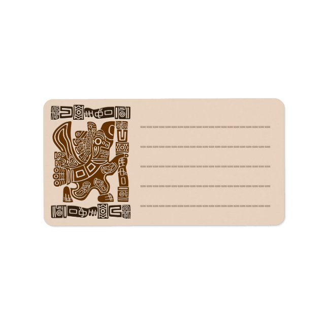 Étiquette Aztec Eagle Guerrier Tribal Art antique (Devant)