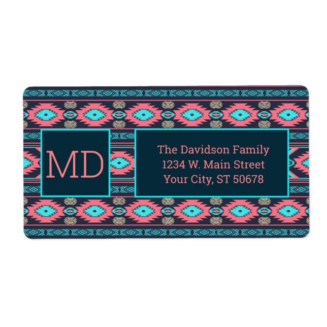 Étiquette Aztèque géométrique du sud-ouest (Devant)