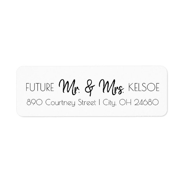 Étiquette B&W Future et Mme Return Address (Devant)