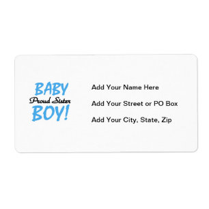 Étiquette Baby Boy Fier Soeur Cadeaux