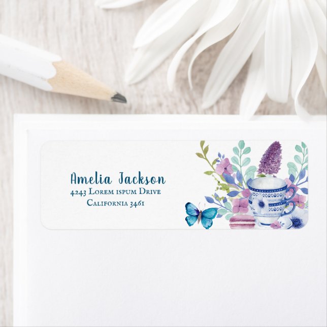 Étiquette Baby brasse Baby shower floral adresse de retour (En situation)