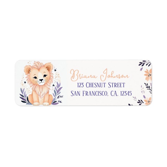 Étiquette Baby Cub Boho Floral Design - Adresse de retour (Devant)