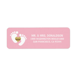 Étiquette Baby Feet White Pink Girl Adresse Baby shower