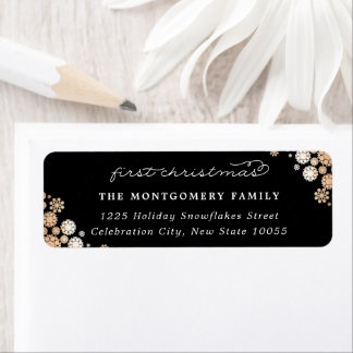 Étiquette Baby First Christmas Winter Snowflakes Photo Naiss