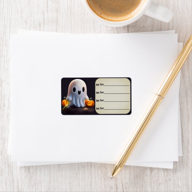 Étiquette Baby Ghost Déplaisant mignon caractère Halloween (En situation)