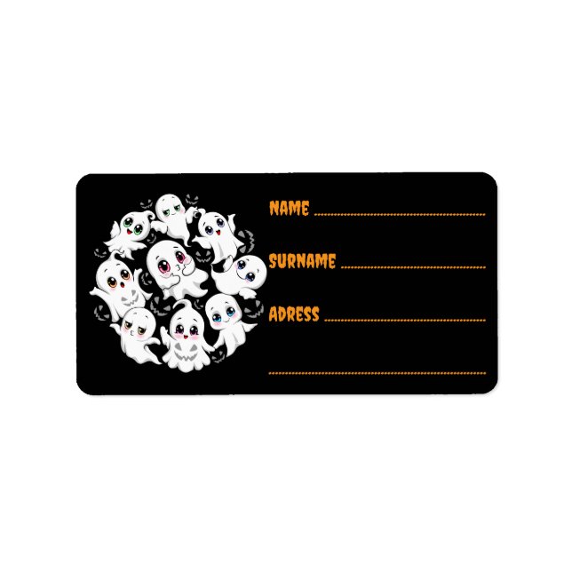 Étiquette Baby Ghosts Éffrayant mignon Halloween humeur (Devant)