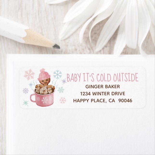 Étiquette Baby It's Cold Cookies & Cocoa Return Adresse (En situation)