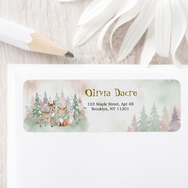 Étiquette Baby It's Cold Outside Modern Winter Woodland  (Créateur téléchargé)