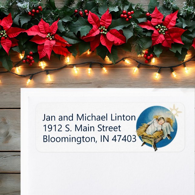 Étiquette Baby Jesus Nativité Personnaliser l'adresse de ret (Créateur téléchargé)