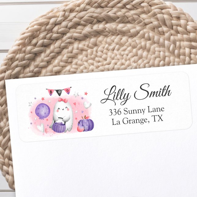 Étiquette Baby shower Adresse de retour Label Little Boo Gir (Baby Shower Return Address Label Little Boo Girl)