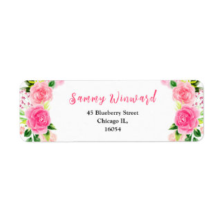 Étiquette Baby Shower aux Roses Roses et Feuillage