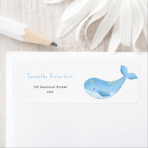 Étiquette Baby shower baleine aquarelle