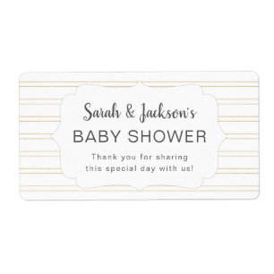 Étiquette Baby shower blanc or simple merci pour