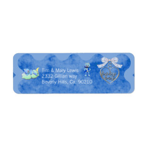 Étiquette Baby shower Bleu Boy Teddy Bear Charm