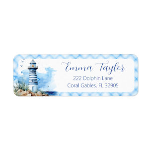 Étiquette Baby shower Blue Nautical Lighthouse Retour