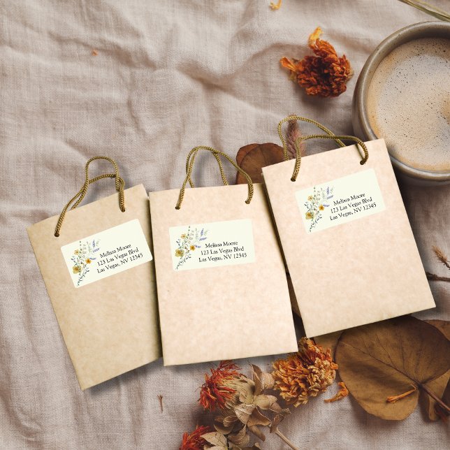 Étiquette Baby shower boho fleur sauvage rustique (Créateur téléchargé)