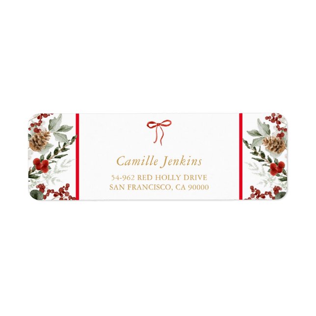 Étiquette Baby shower botanique de Noël Adresse (Devant)