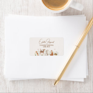 Étiquette Baby shower d'amis de la forêt