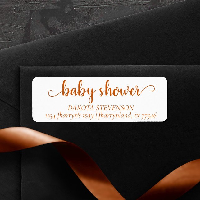 Étiquette Baby shower d'automne | Burnt Orange Adresse de re (Créateur téléchargé)