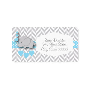 Étiquette Baby shower de bleu layette, blanc et gris