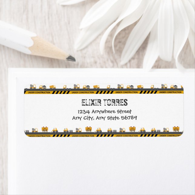 Étiquette Baby shower de bulles en construction (En situation)