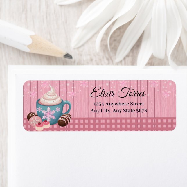 Étiquette Baby shower de crème humide en bois rose (En situation)