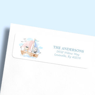 Étiquette Baby shower de l'éléphant nautique