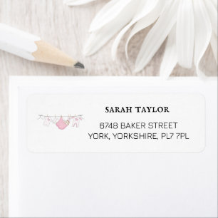 Étiquette Baby shower de ligne de vêtements rose mou Adresse