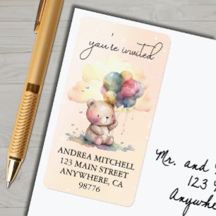 Étiquette Baby shower de l'ours en peluche Adresse de retour