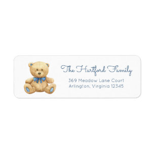 Étiquette Baby shower de l'ours en peluche Adresse de retour
