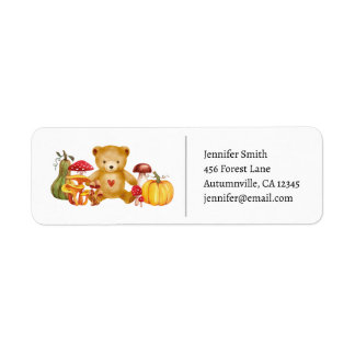 Étiquette Baby shower de l'ours en peluche d'automne Adresse