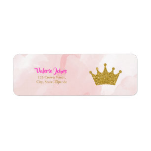 Étiquette Baby shower de princesse Gold Glitter Crown